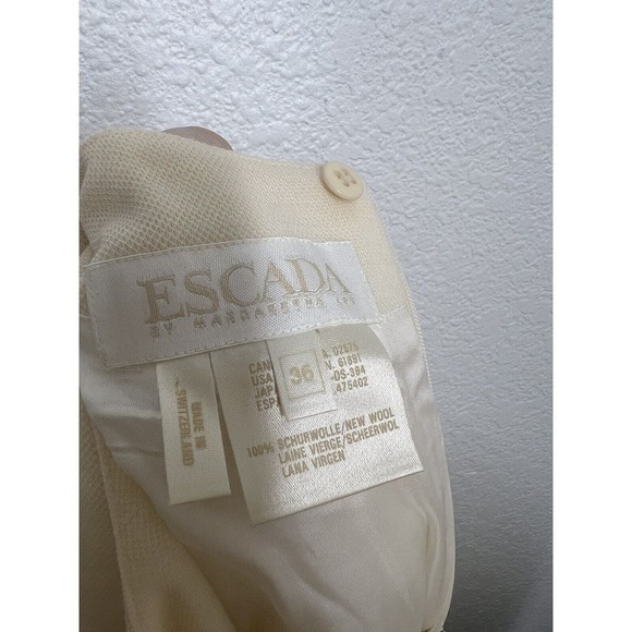 Vintage Escada Wool Dress Size 36 US Small S Ivory Classic Preppy Jeweled - Picture 7 of 8